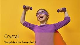  Presentation with child superhero - Theme enhanced with child is playing superhero kid background and a gold colored foreground