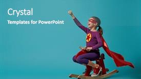  Presentation with child superhero - PPT layouts featuring child is playing superhero kid background and a teal colored foreground