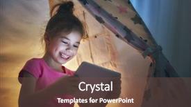  Presentation with children playing - Colorful slide set enhanced with child is playing with tablet backdrop and a  colored foreground