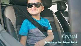  Presentation with child boy hold basket - Cool new slide set with child-is-ready-for-adventures backdrop and a ocean colored foreground