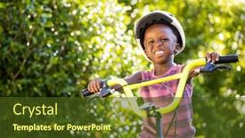  Presentation with bike - PPT layouts featuring child is riding a bike background and a tawny brown colored foreground