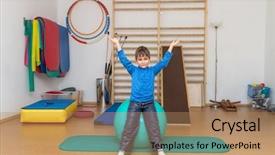  Presentation with therapeutic - Slide set having child is therapeutic exercises background and a coral colored foreground