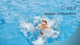  Presentation with swim - Slide deck featuring child-jump-splash-swim background and a light blue colored foreground