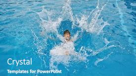  Presentation with swim - Presentation theme with child-jump-swim background and a teal colored foreground