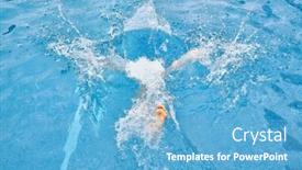  Presentation with swim - PPT theme consisting of child-jump-swim background and a light blue colored foreground