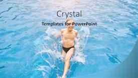  Presentation with swim - PPT theme having child-jump-swim background and a light blue colored foreground