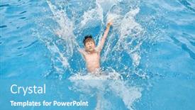  Presentation with swim - Presentation theme consisting of child-jump-swim background and a light blue colored foreground