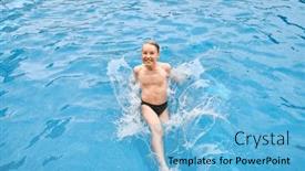  Presentation with swim - PPT theme consisting of child-jump-swim background and a light blue colored foreground