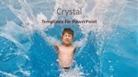  Presentation with swim - PPT theme consisting of child-jump-swim background and a lemonade colored foreground