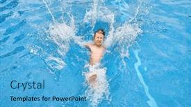  Presentation with swim - Theme with child-jump-swim background and a light blue colored foreground