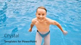  Presentation with swim - PPT layouts with child-jump-swim background and a light blue colored foreground