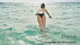  Presentation with swim - Presentation theme having child-jump-swim background and a mint green colored foreground
