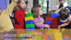  Presentation with play kids - Slides featuring child kids group have fun background and a  colored foreground