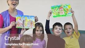  Presentation with play kids - PPT layouts with child kids group have fun background and a coral colored foreground