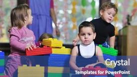  Presentation with play kids - Cool new PPT theme with child kids group have fun backdrop and a  colored foreground