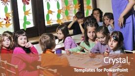  Presentation with happy kids - Audience pleasing PPT theme consisting of child kids group have fun backdrop and a  colored foreground