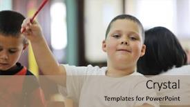  Presentation with fun classroom - Audience pleasing presentation theme consisting of child kids group have fun backdrop and a  colored foreground