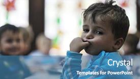  Presentation with happy kids - Colorful presentation theme enhanced with child kids group have fun backdrop and a  colored foreground