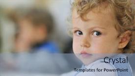  Presentation with happy kids - Presentation theme featuring child kids group have fun background and a light blue colored foreground