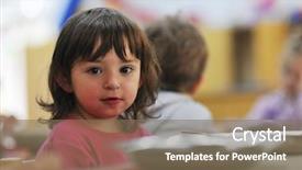  Presentation with play kids - Audience pleasing PPT theme consisting of child kids group have fun backdrop and a  colored foreground