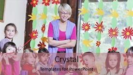  Presentation with happy kids - Beautiful presentation featuring child kids group have fun backdrop and a  colored foreground