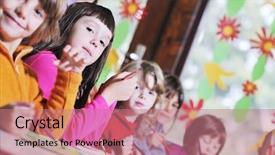 Presentation with fun classroom - Beautiful slides featuring child kids group have fun backdrop and a  colored foreground