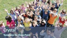  Presentation with happy kids - Presentation theme having child kids group have fun background and a ocean colored foreground