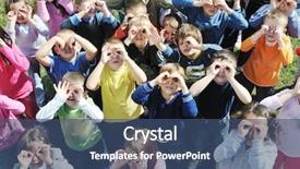  Presentation with happy kids - Cool new presentation theme with child kids group have fun backdrop and a ocean colored foreground