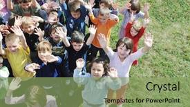  Presentation with play kids - Presentation enhanced with child kids group have fun background and a  colored foreground