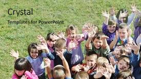  Presentation with play kids - Presentation theme with child kids group have fun background and a  colored foreground