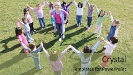  Presentation with play kids - Cool new PPT theme with child kids group have fun backdrop and a  colored foreground