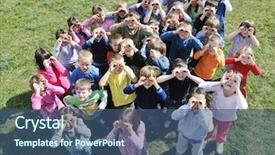  Presentation with happy kids - Presentation theme enhanced with child kids group have fun background and a ocean colored foreground
