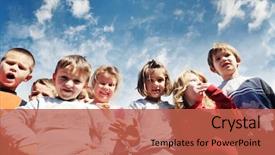  Presentation with play kids - Presentation enhanced with child kids group have fun background and a  colored foreground