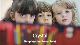  Presentation with happy kids - Slide deck featuring child kids group have fun background and a  colored foreground