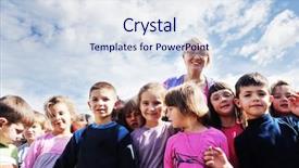  Presentation with fun classroom - Presentation theme consisting of child kids group have fun background and a sky blue colored foreground