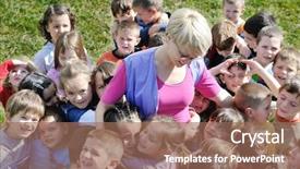  Presentation with play kids - Amazing PPT theme having child kids group have fun backdrop and a coral colored foreground