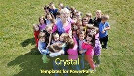  Presentation with happy kids - Slide deck having child kids group have fun background and a tawny brown colored foreground