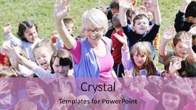  Presentation with play kids - Slide set enhanced with child kids group have fun background and a coral colored foreground