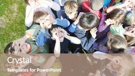  Presentation with happy kids - Slide deck with child kids group have fun background and a  colored foreground