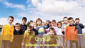  Presentation with happy kids - Slide deck with child kids group have fun background and a red colored foreground