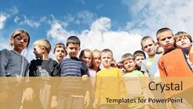  Presentation with play kids - PPT theme featuring child kids group have fun background and a  colored foreground