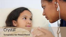  Presentation with sick child - Audience pleasing presentation theme consisting of child laying sick in bed backdrop and a coral colored foreground