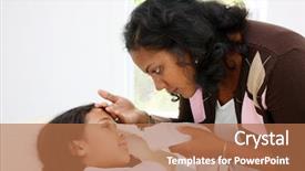  Presentation with sick child - Beautiful presentation theme featuring child laying sick in bed backdrop and a coral colored foreground