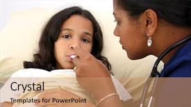  Presentation with sick child - Presentation theme having child laying sick in bed background and a  colored foreground