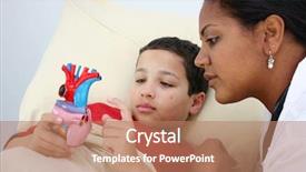  Presentation with sick child - Audience pleasing PPT theme consisting of child laying sick in bed backdrop and a coral colored foreground