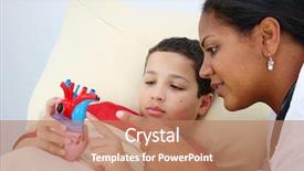  Presentation with sick child - Presentation theme enhanced with child laying sick in bed background and a coral colored foreground