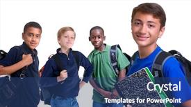  Presentation with diversity school - Presentation with child leader - four young boys are ready background and a ocean colored foreground