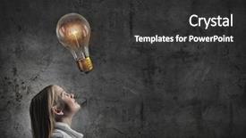  Presentation with light bulb - Colorful PPT layouts enhanced with child leader - girl of school age looking backdrop and a dark gray colored foreground