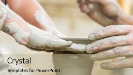  Presentation with learning - Cool new presentation design with child learning how to make a pot on a pottery wheel old potter helps backdrop and a coral colored foreground