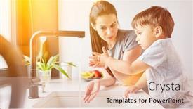  Presentation with wash - Theme consisting of child-learning-to-wash-hands background and a lemonade colored foreground